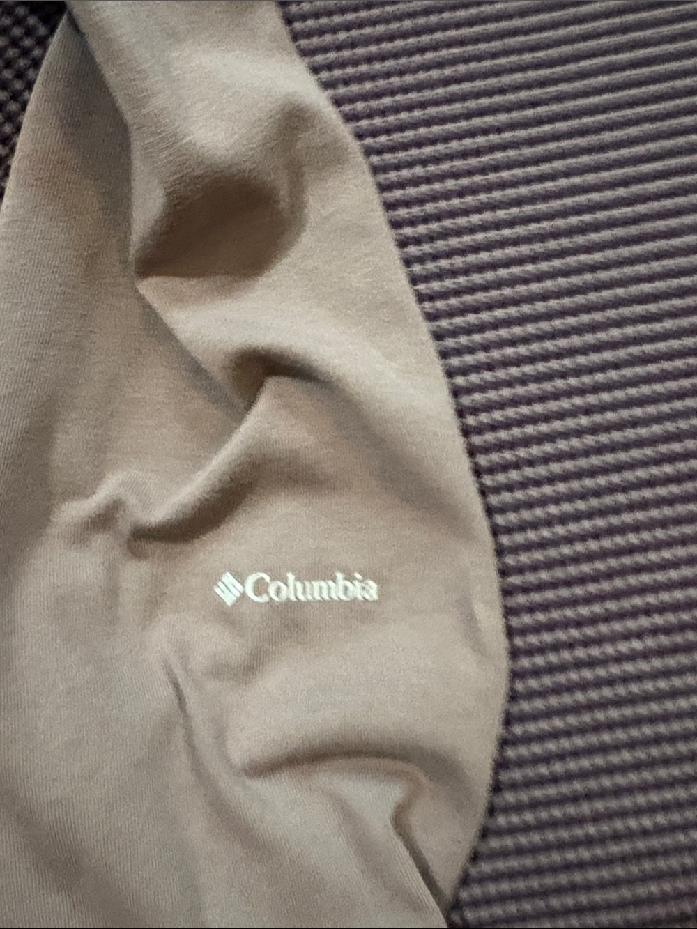 Columbia Lightly Fitted Purple Striped Hoodie with Cowl Neck - Picture 3 of 9